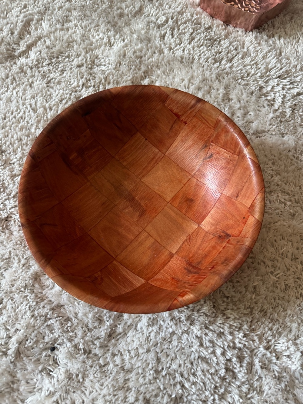 Vintage Handcrafted Woven Wood Decorative Bowl - Warm Brown